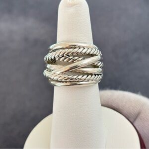 David Yurman Sterling silver Crossover Cable Ring 6.5